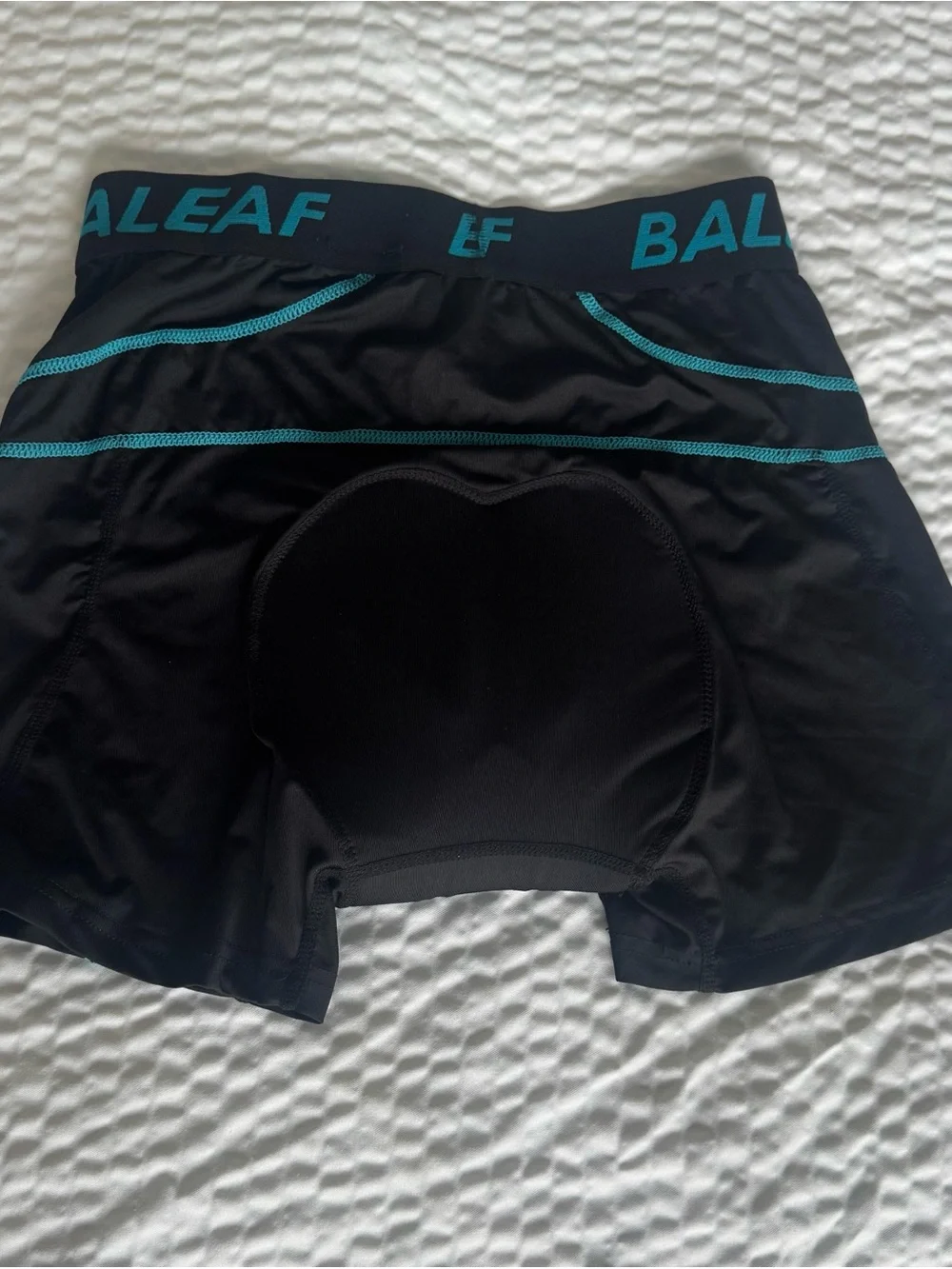 Baleaf Men’s Black Athletic Shorts with Teal Trim